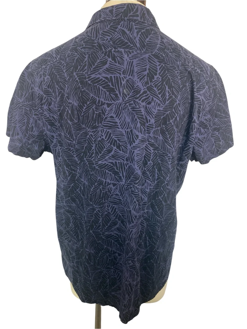 Banana Republic Navy Linen Blend Short-Sleeve Button-Up Shirt Men’s XL